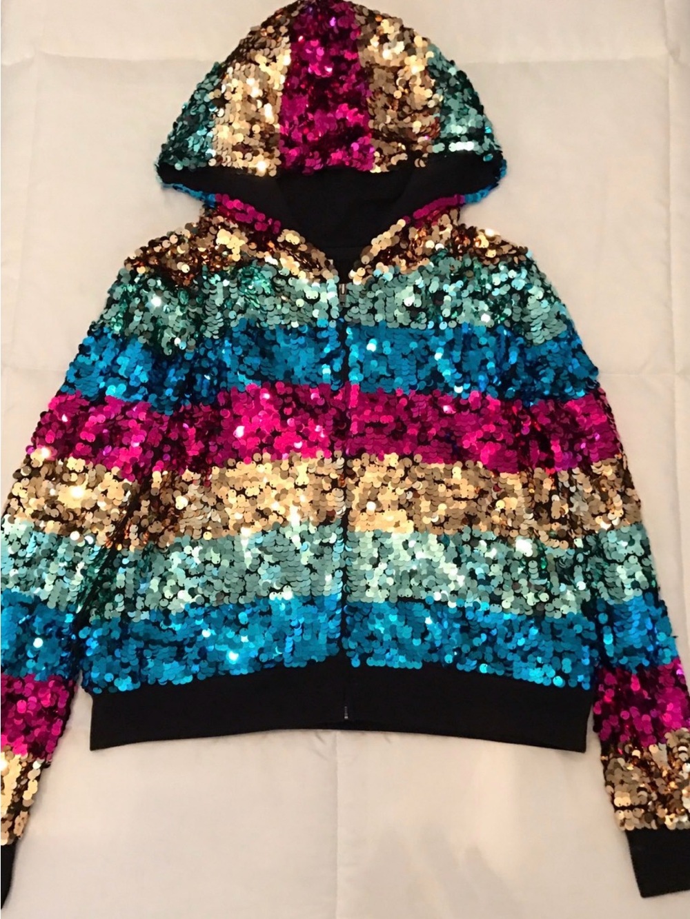 VS PINK Fashion Show Rainbow 🌈 Sequin Jacket EUC - Picture 3 of 4